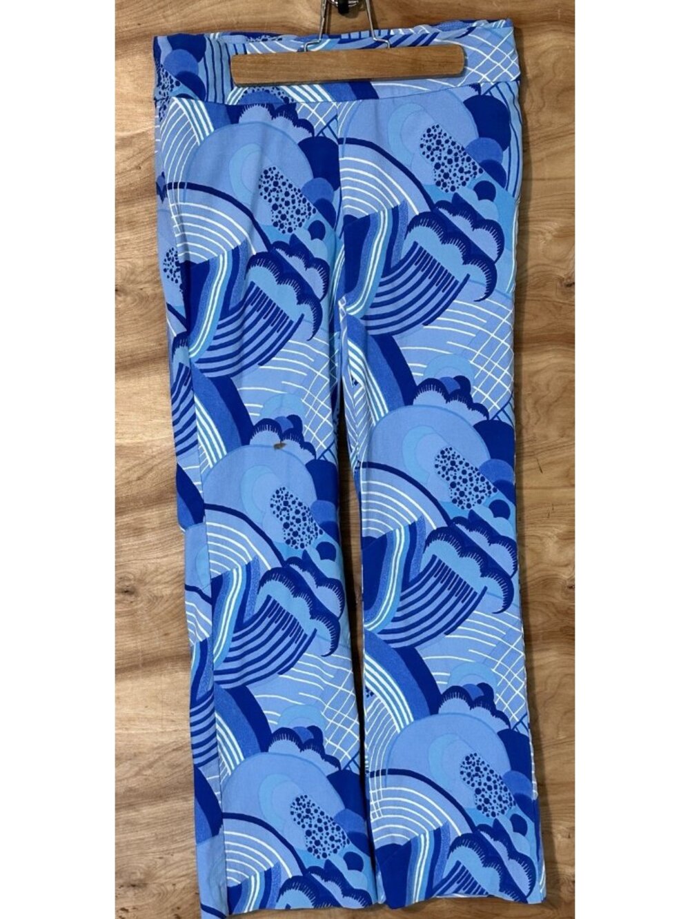 J. McLaughlin Woman Sz 6 Crop Pants Blue Stretch Colorful Bold